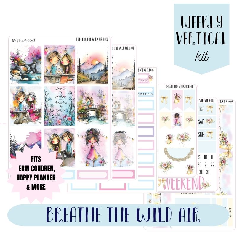 Weekly Vertical Planner Sticker Kit for Erin Condren - Breathe the Wil ...
