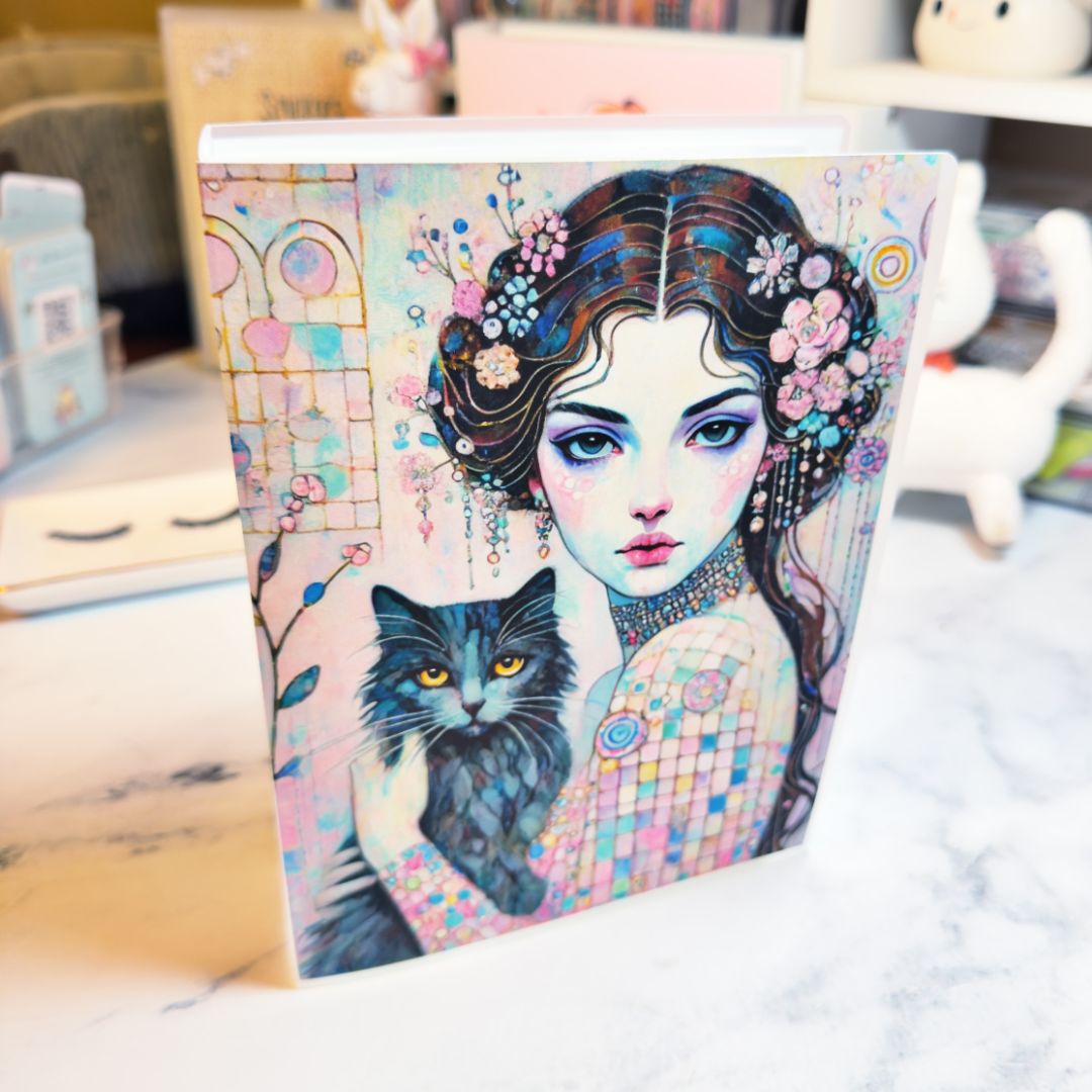 Large Sticker Storage Album - Mosaic Girl with Cat – The Planner's World