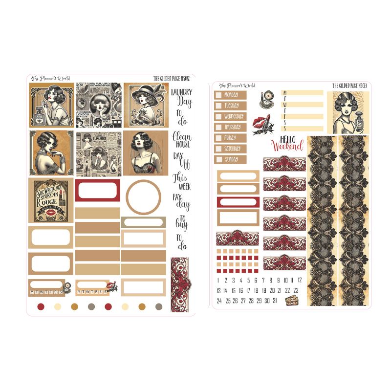 Hobonichi Cousin Weekly Kit - Vintage Planner Sticker Kit - The Gilded ...