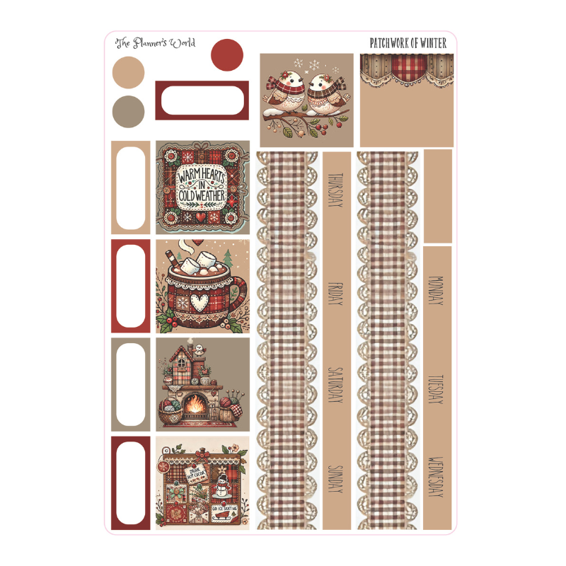 Hobonichi Cousin Monthly Planner Sticker Kit || Patchwork of Winter ...