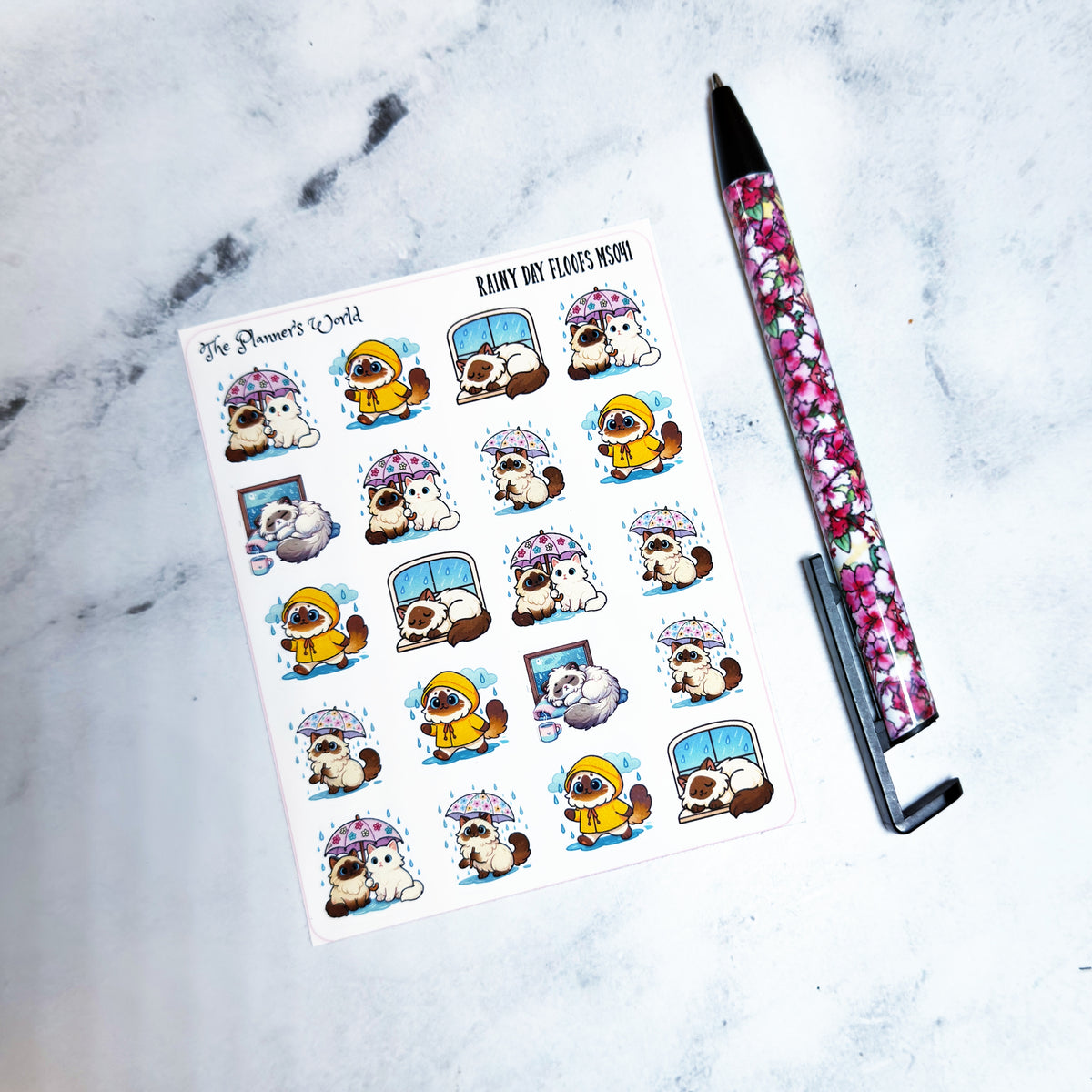 Weather Planner Stickers - Cute Cat Sticker Sheet - Rainy Day Floofs ...