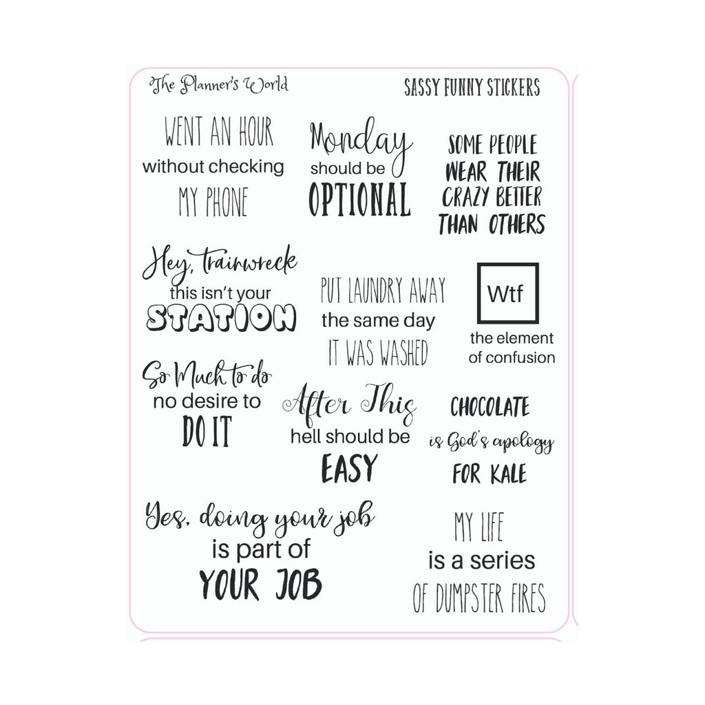 sassy sarcastic funny adulting stickers - The Planner's World