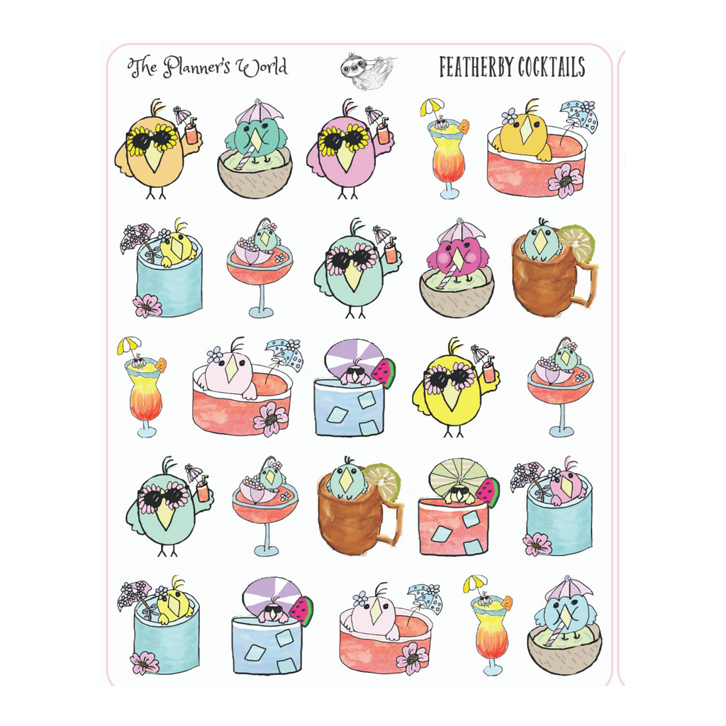 Featherby Cocktail Drinks Planner Stickers - The Planner's World