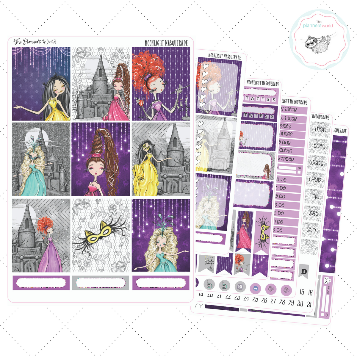 Moonlight Masquerade Weekly Vertical Planner Sticker Kit | by The ...