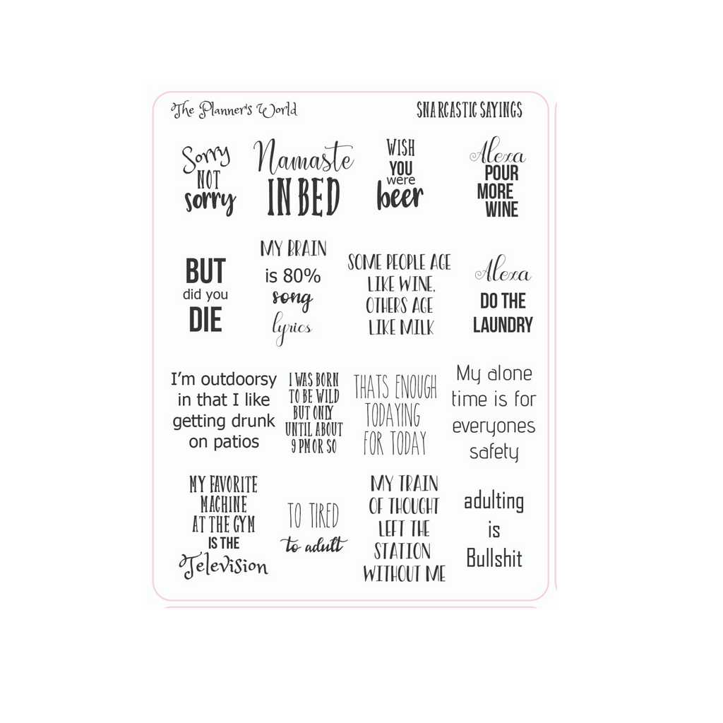 Snarcastic Saying planner stickers - The Planner's World