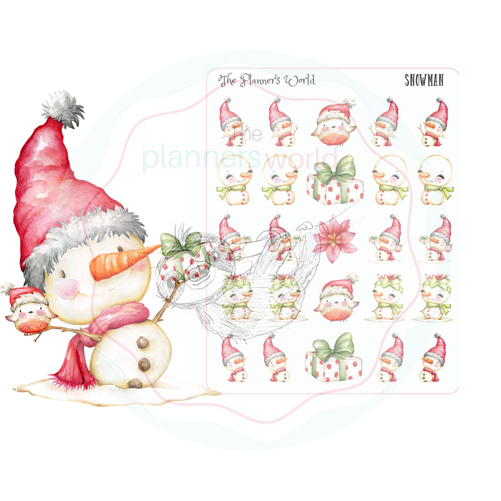 snowman planner stickers - snow people stickers - kawaii christmas - winter - The Planner's World