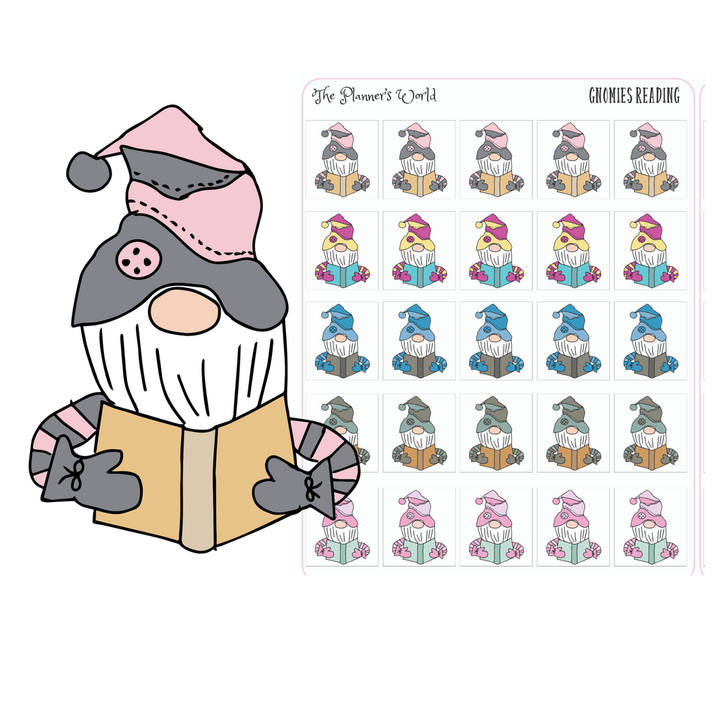 Gnomies Reading Stickers - Reading planner stickers - planner stickers - reading stickers - books stickers - The Planner's World