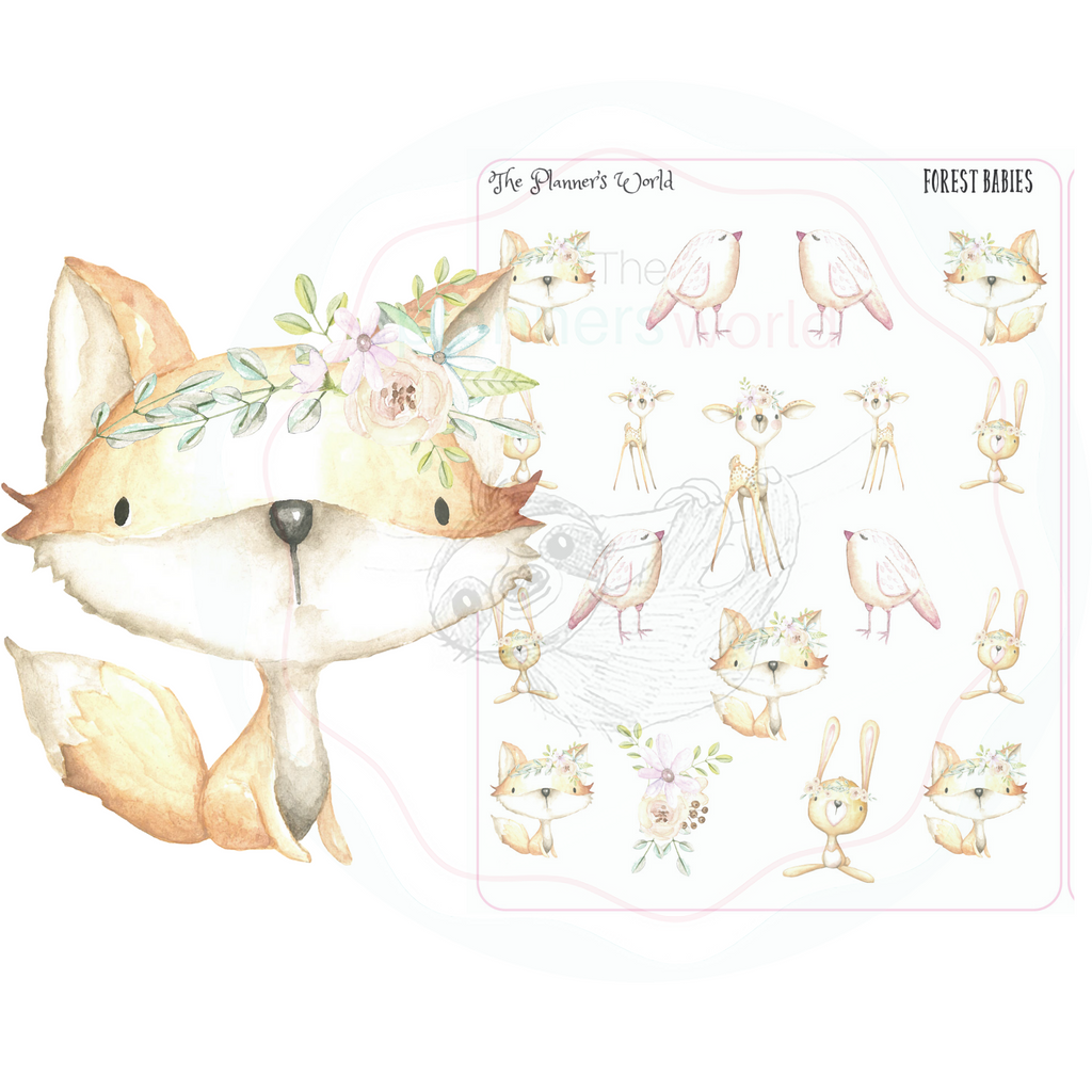 Forest Babies Deco stickers - Fox planner stickers - deer stickers - rabbit stickers - The Planner's World