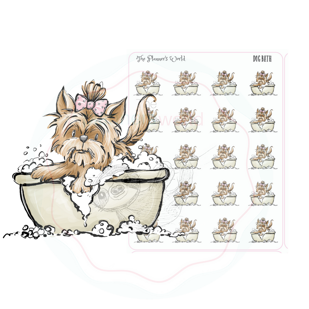 Dog Bath Stickers - Grooming appt Planner Stickers - Bath time for puppy planner stickers - The Planner's World