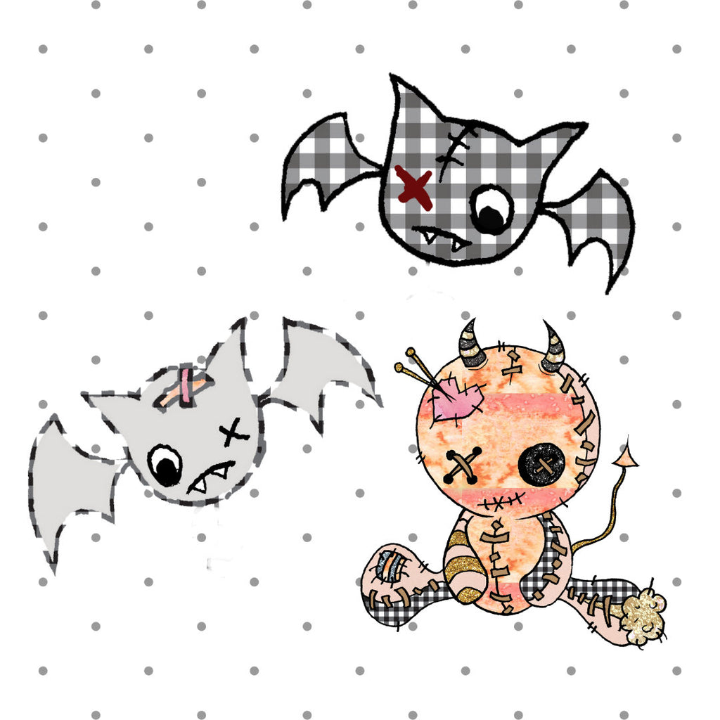 Creepy Cute Dolly and Bat Die Cuts - bat sticker - The Planner's World
