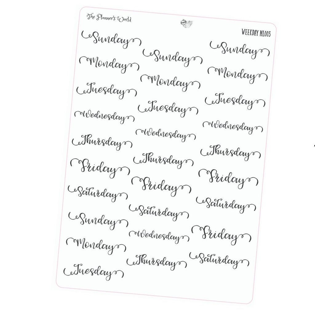 days of the week stickers - date cover weekday stickers - The Planner's World