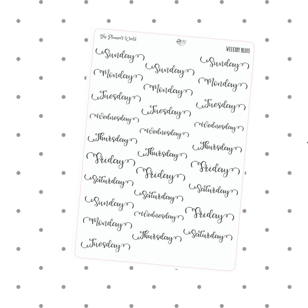 days of the week stickers - date cover weekday stickers - The Planner's World