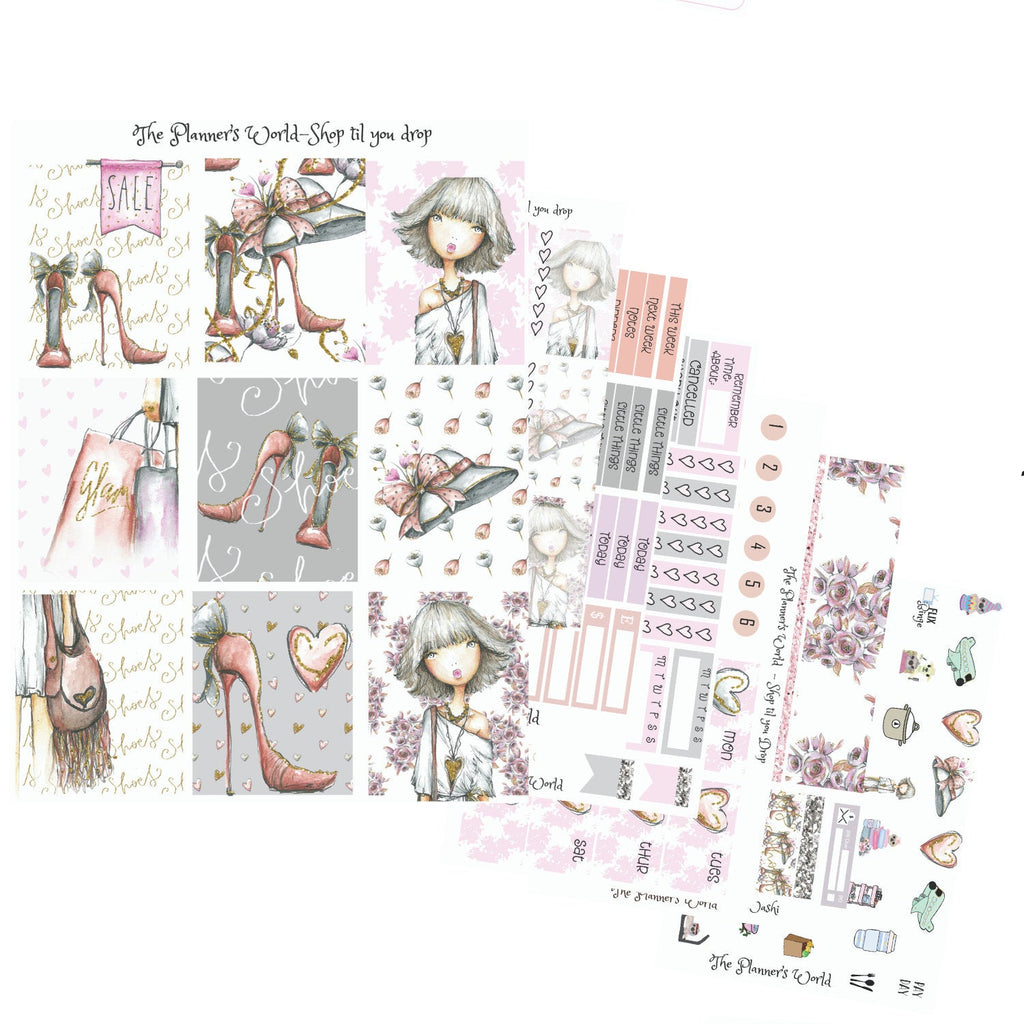 Shop Til You Drop - Weekly Vertical Kit - ala carte - weekly sticker kit - vertical - chic planner stickers - planner girl sticker - The Planner's World