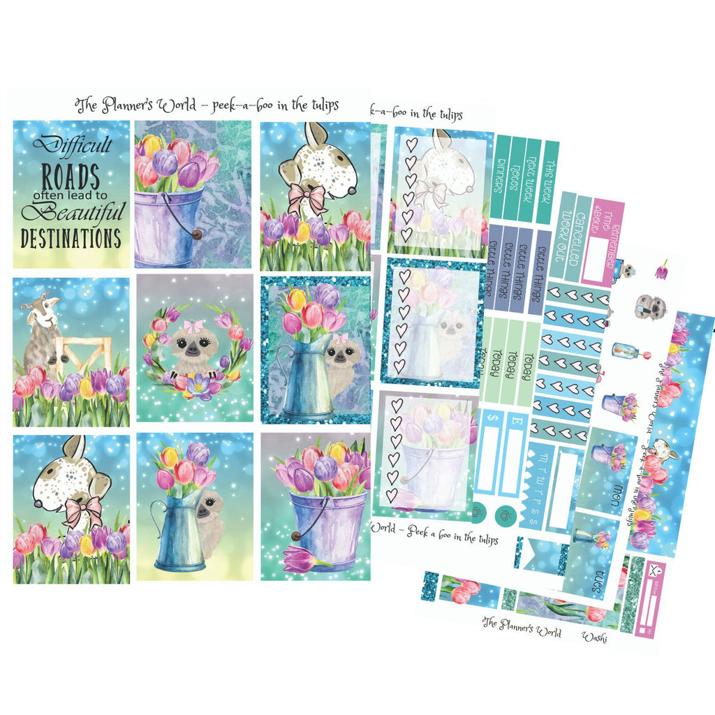 Planner Sticker Kit - Weekly Vertical Kit - Peekaboo in the tulips - The Planner's World