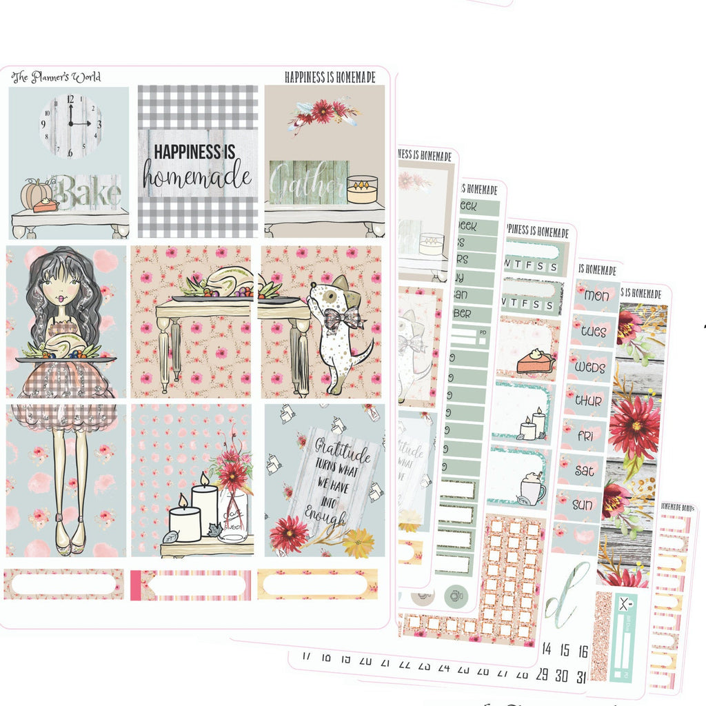 Thanksgiving weekly kit - Farmhouse Planner Kit - Happiness is Homemade Weekly sticker kit - The Planner's World