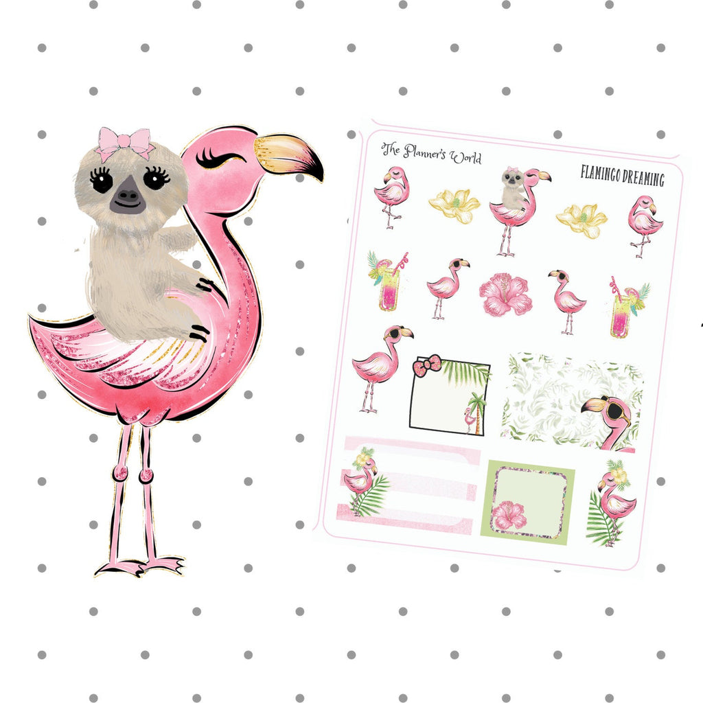 Flamingo Dreams tropical sticker sampler - The Planner's World