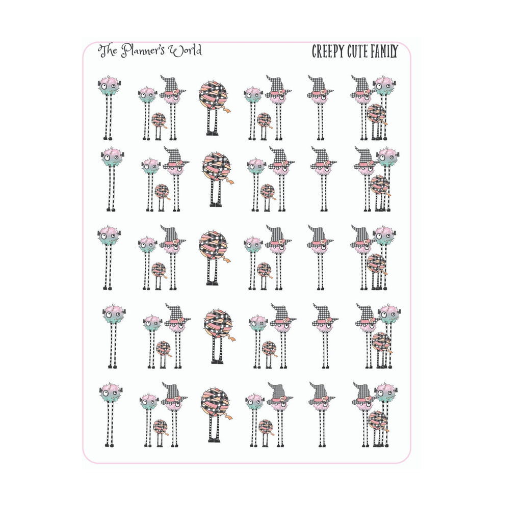 Creepy Cute family planner stickers - The Planner's World