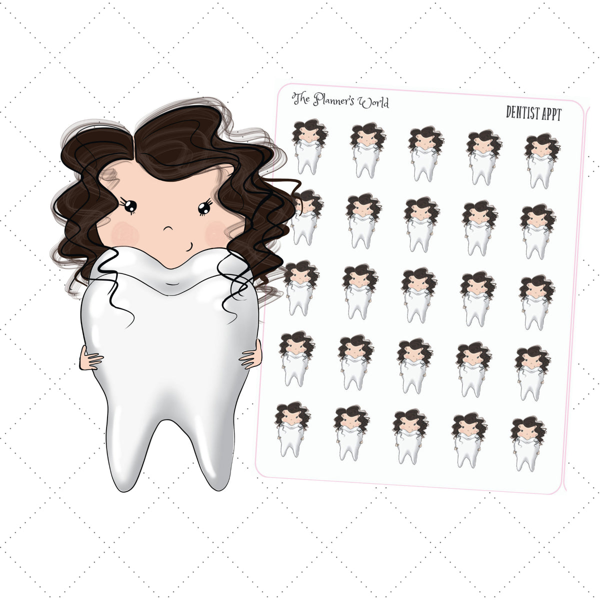 Dentist Appointment Planner Sticker Sheet – Cute Girl Stickers in Two ...