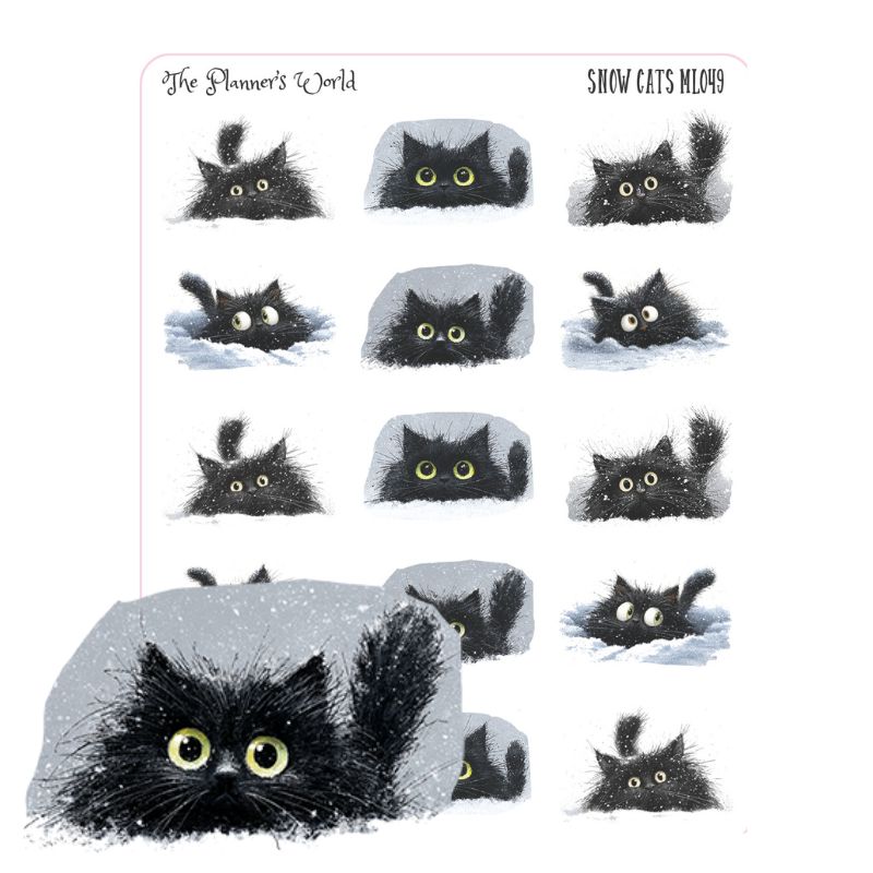 Winter Planner Stickers - Black Cat Stickers - Snow Cats – The Planner ...