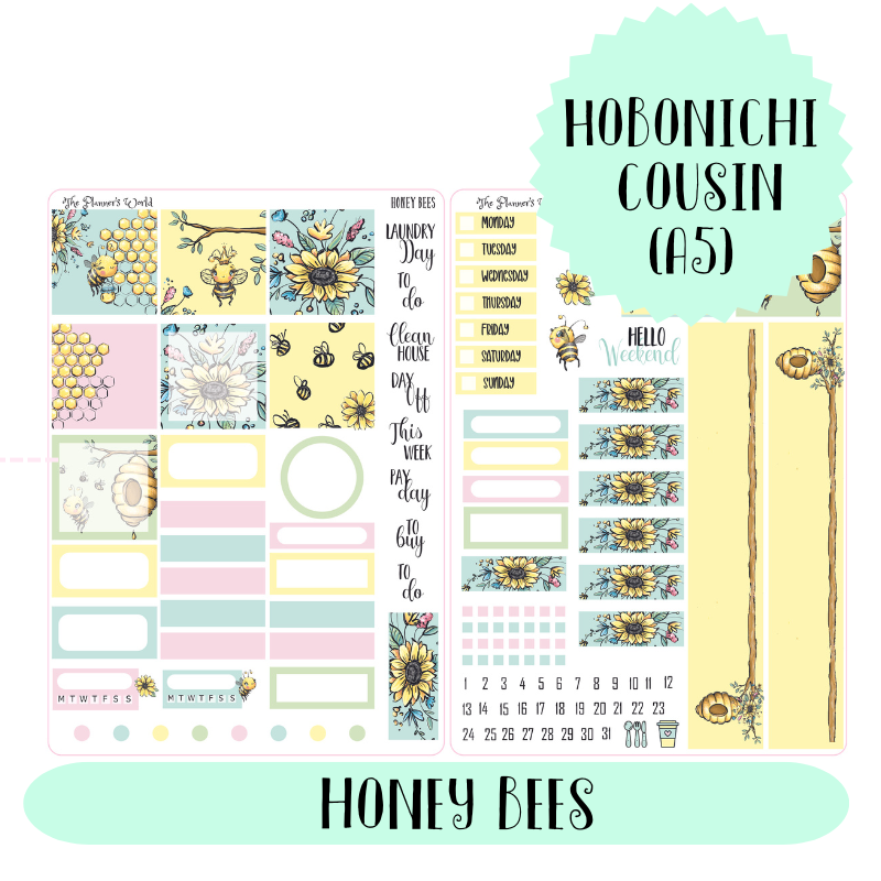 Hobonichi Cousin Weekly Planner Sticker Kit || Honey Bees - KIT-006 CO ...