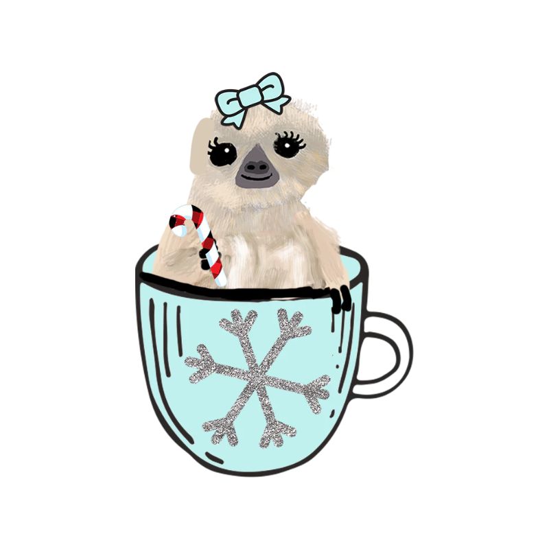 Cute Sloth in Winter Coffee Cup Stickers