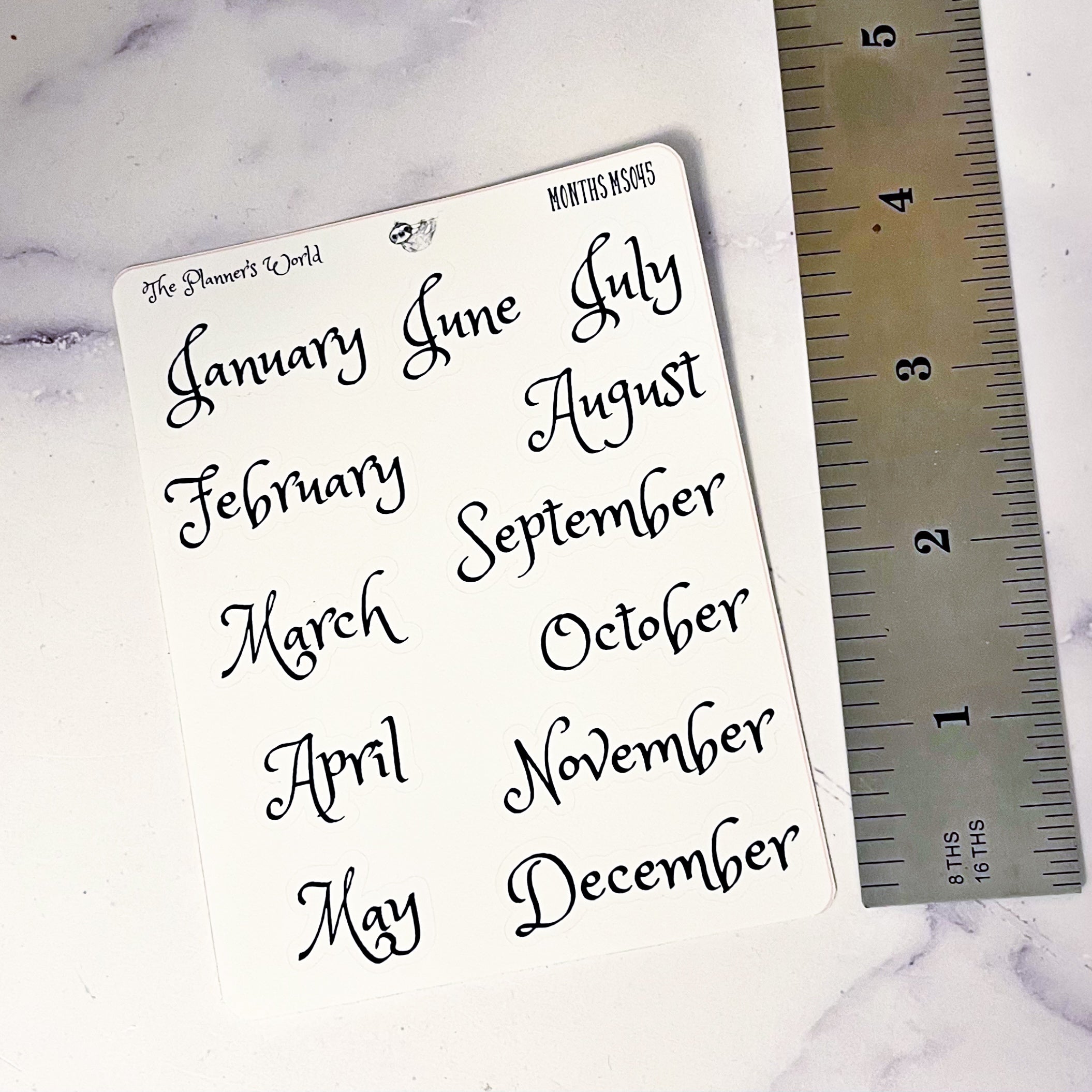 Small Script Month Planner Stickers, Monthly Stickers for Planners