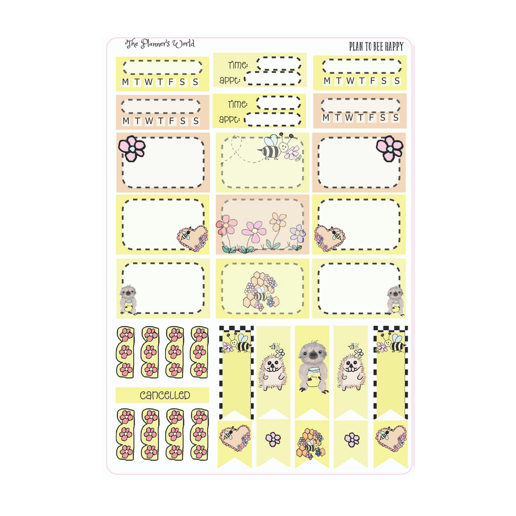 Plan to Bee Happy weekly vertical Sticker Kit - The Planner's World