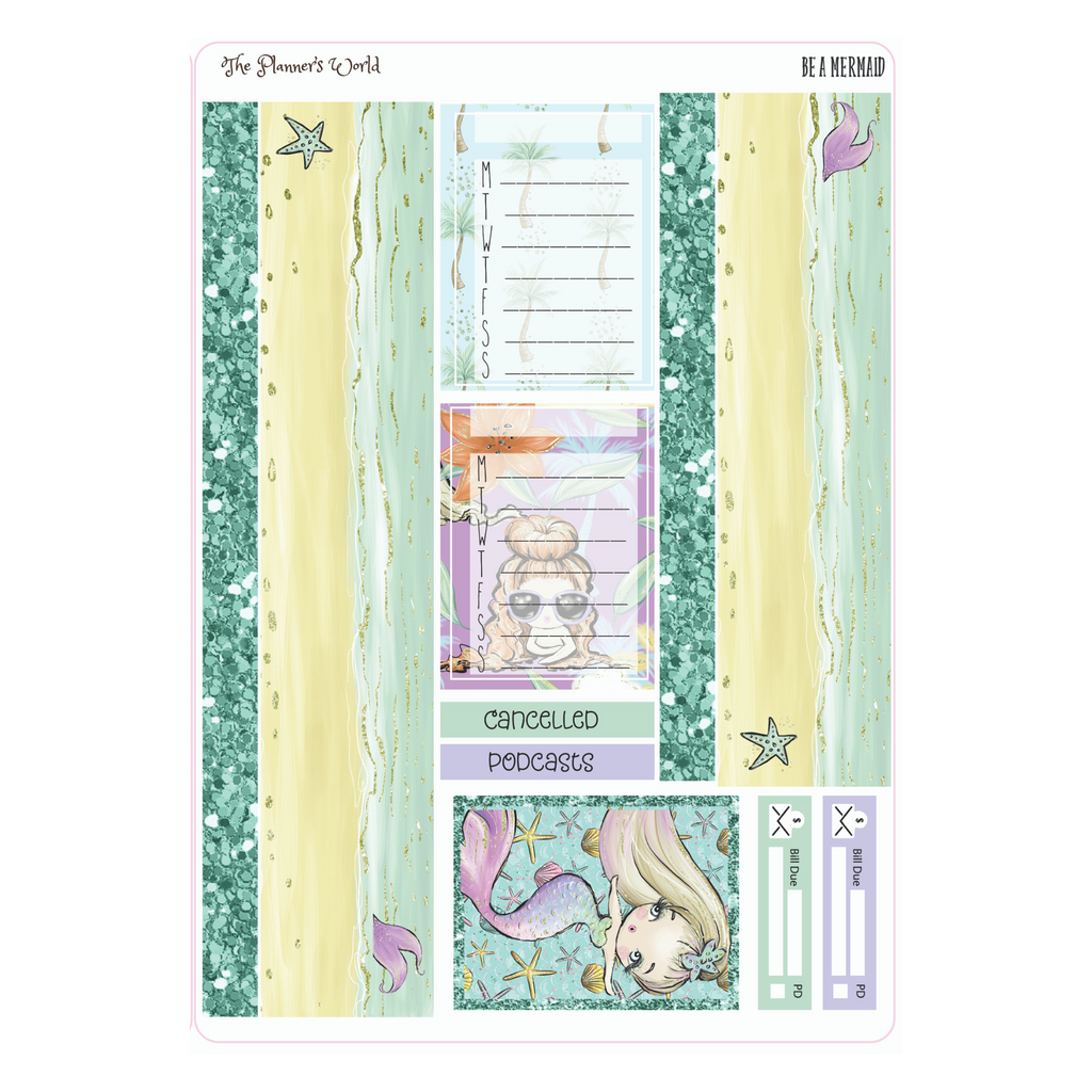 Be a Mermaid weekly vertical Sticker Kit - The Planner's World