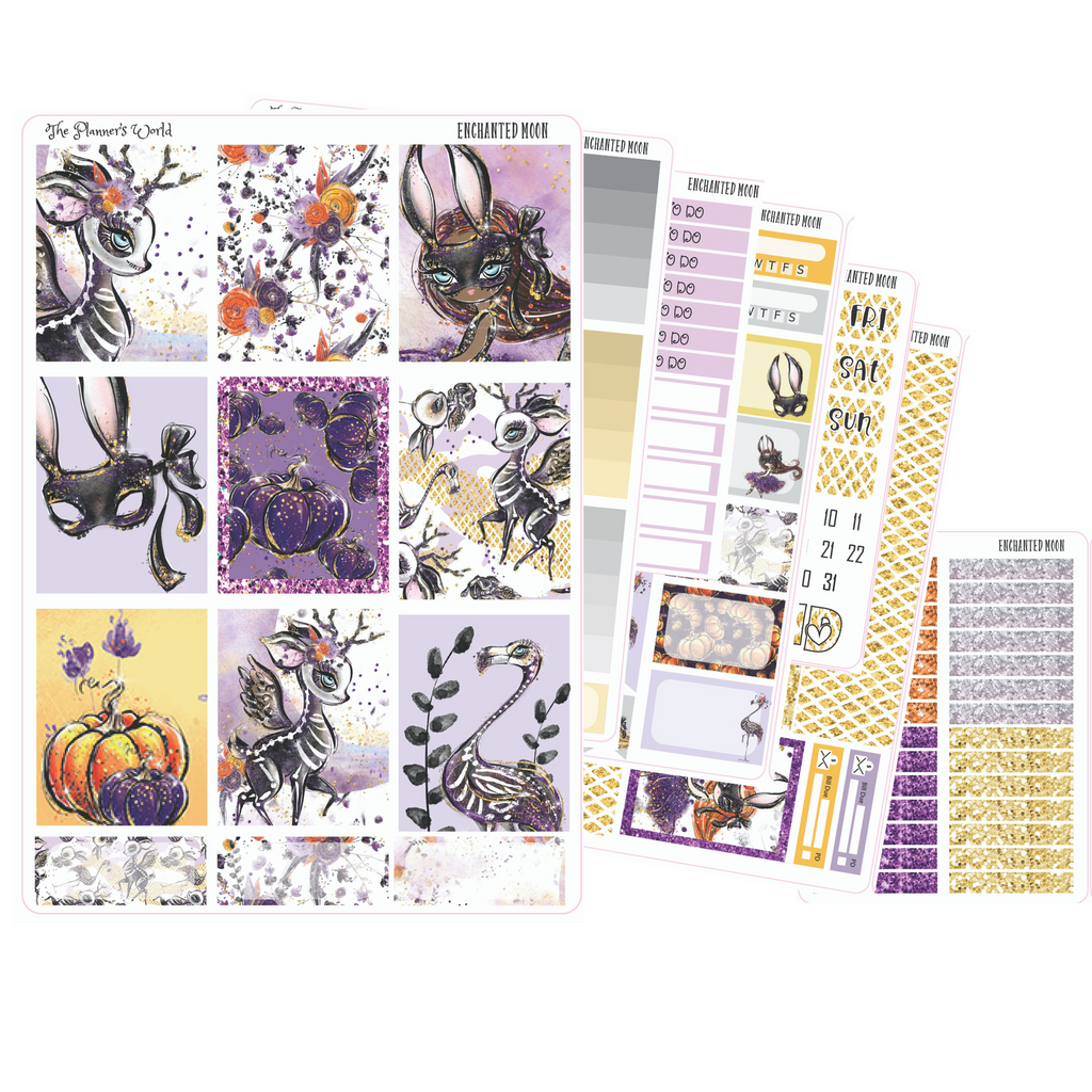 Enchanted Moon weekly vertical Sticker Kit - The Planner's World