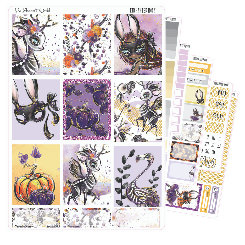 Enchanted Moon weekly vertical Sticker Kit - The Planner's World