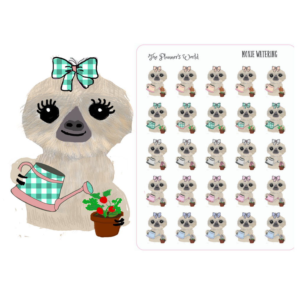 Moxie Watering Plants Planner Stickers - The Planner's World