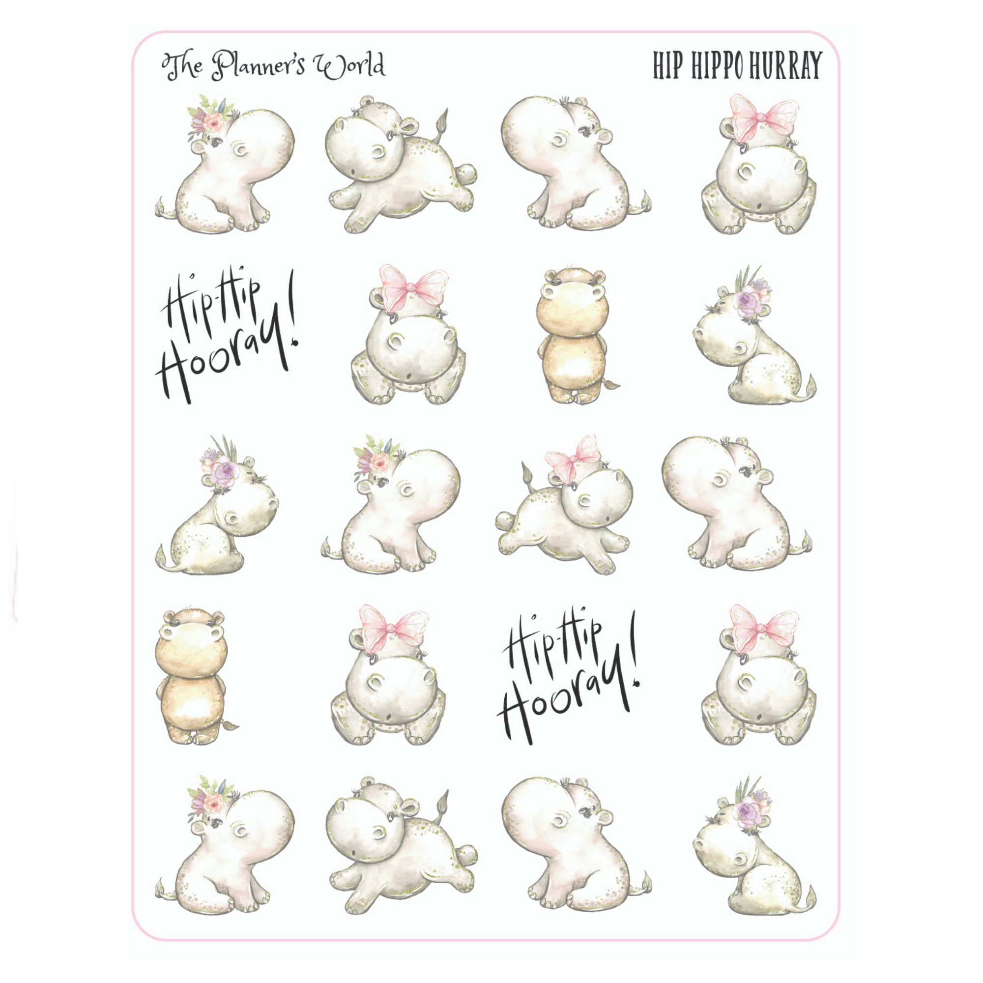 Hippo Sticker - Hip Hippo Hurray planner stickers – The Planner's World