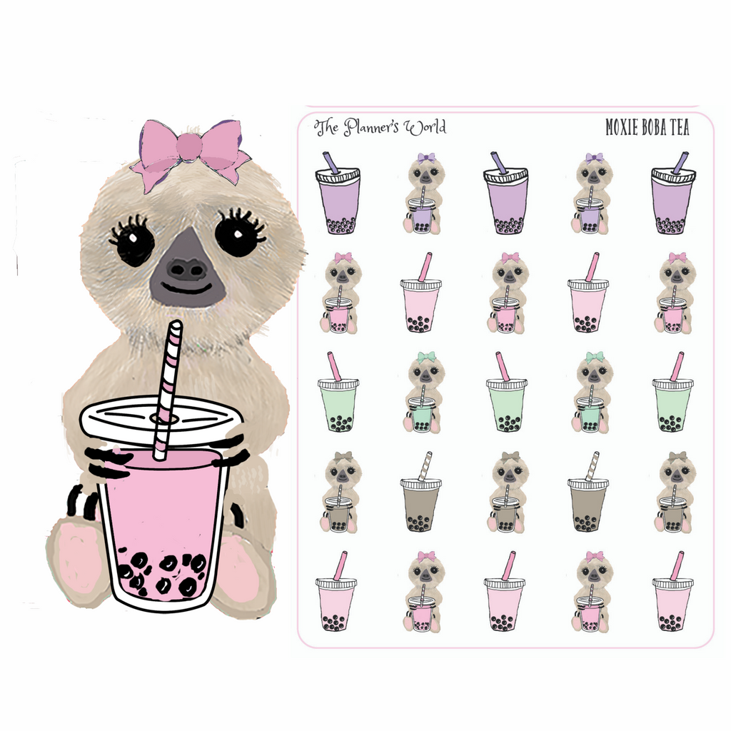 Sloth with Boba Tea Stickers
