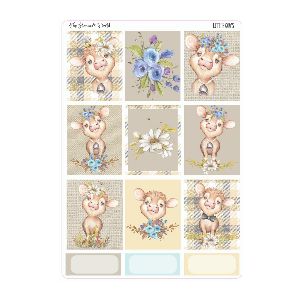 Little Cows weekly vertical Sticker Kit - The Planner's World