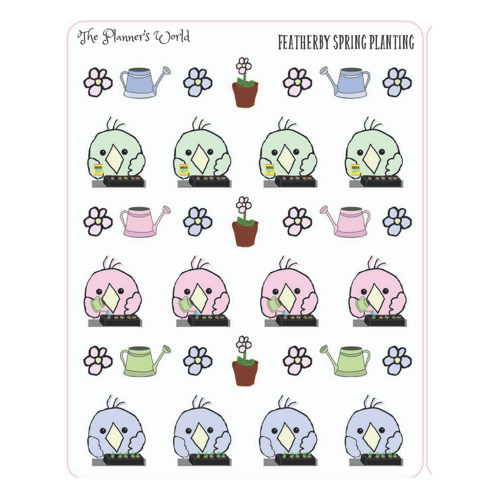 Featherbies Planting Flowers Planner Stickers - The Planner's World