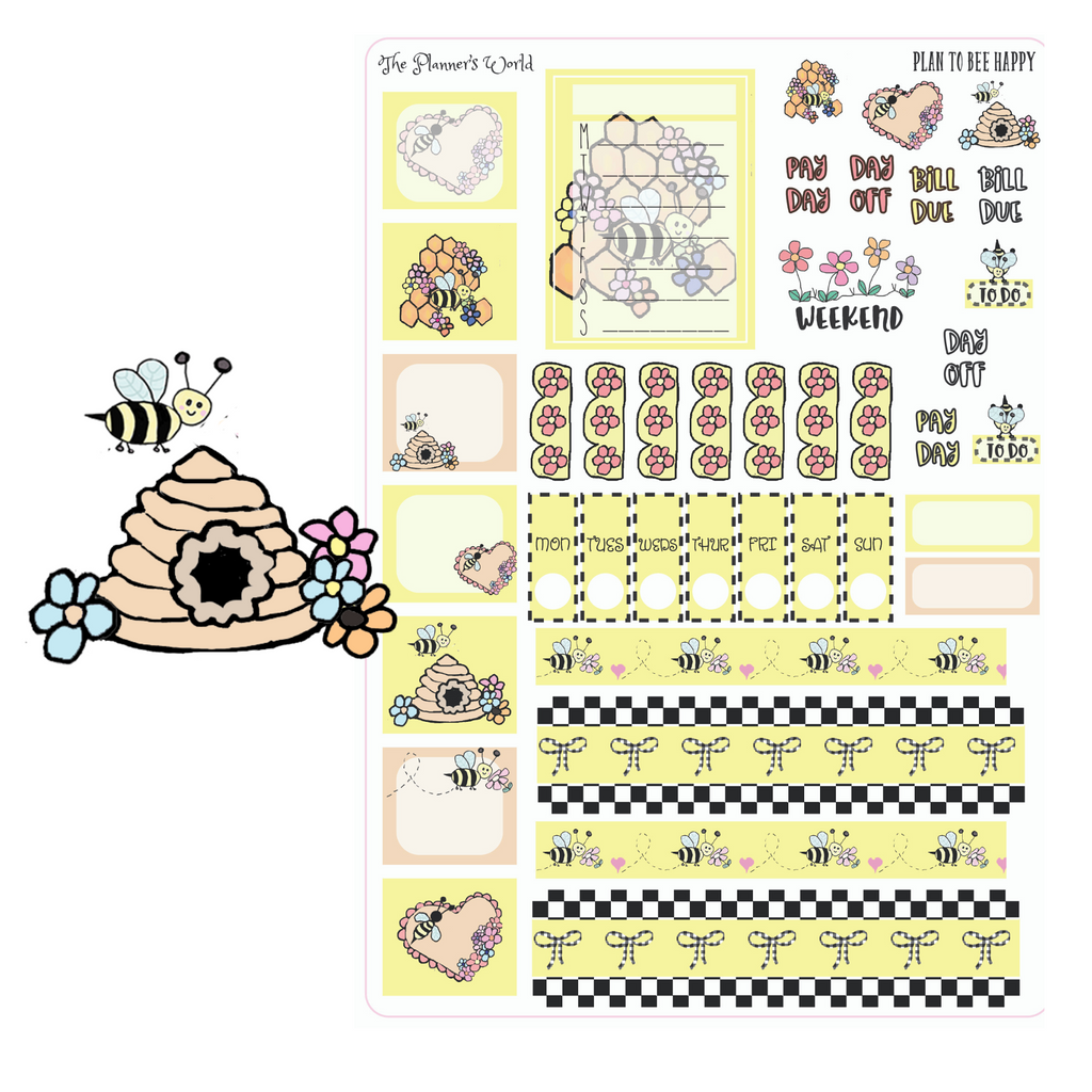Hobonichi Weekly Planner Sticker Kit - Plan to Bee Happy - The Planner's World