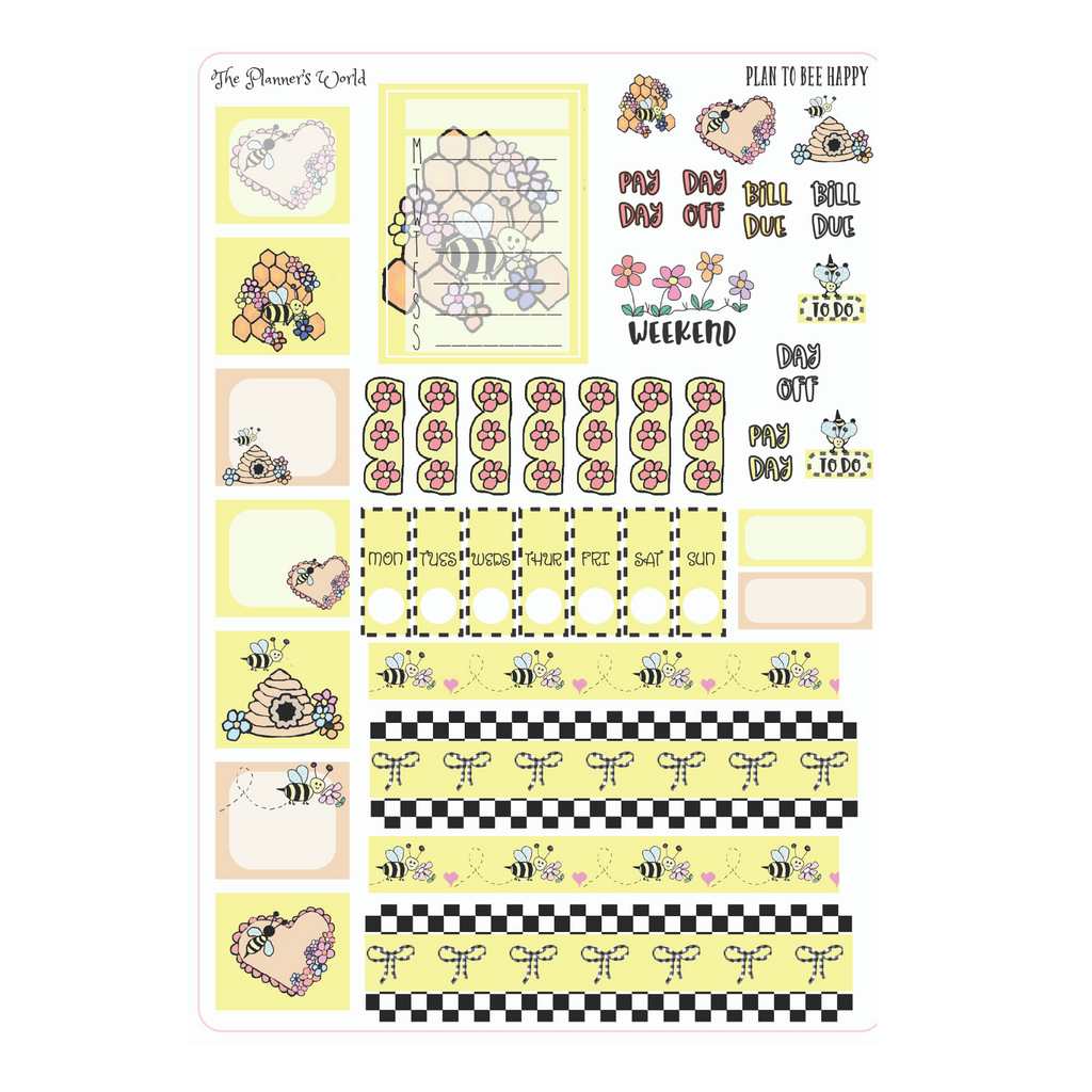 Hobonichi Weekly Planner Sticker Kit - Plan to Bee Happy - The Planner's World