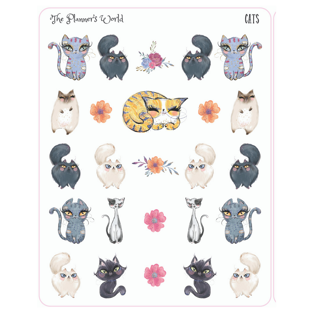 assorted cat planner stickers - pet Stickers - The Planner's World