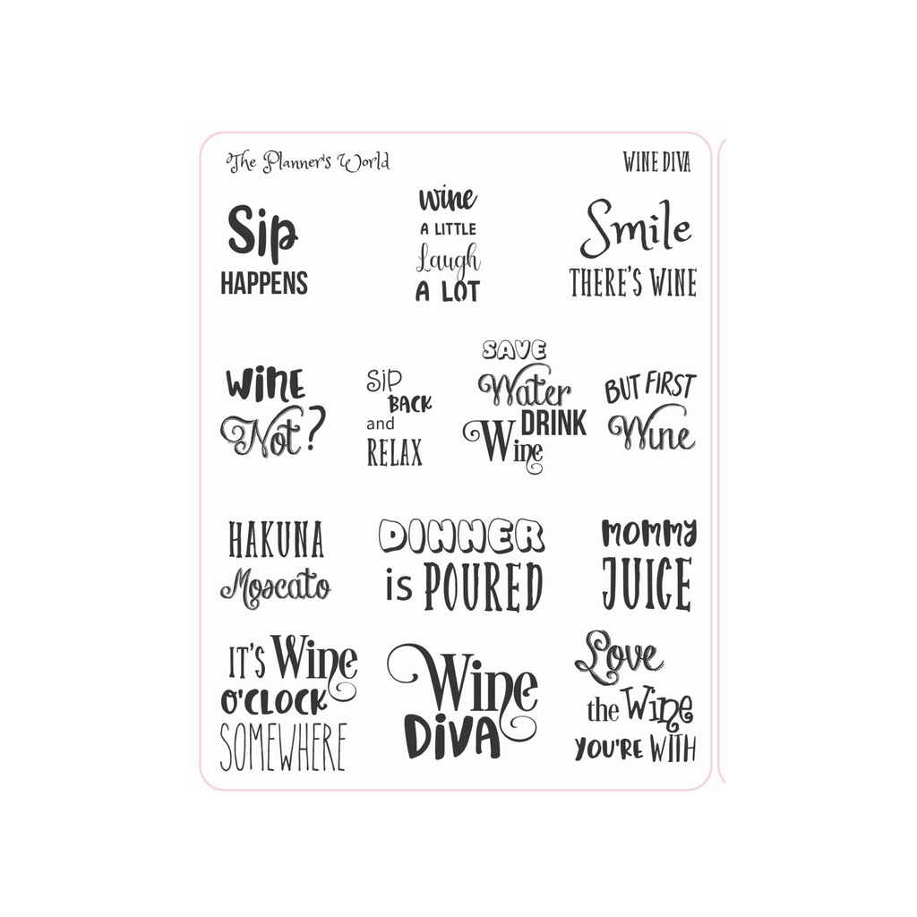 Wine Diva snarky Planner Stickers - The Planner's World