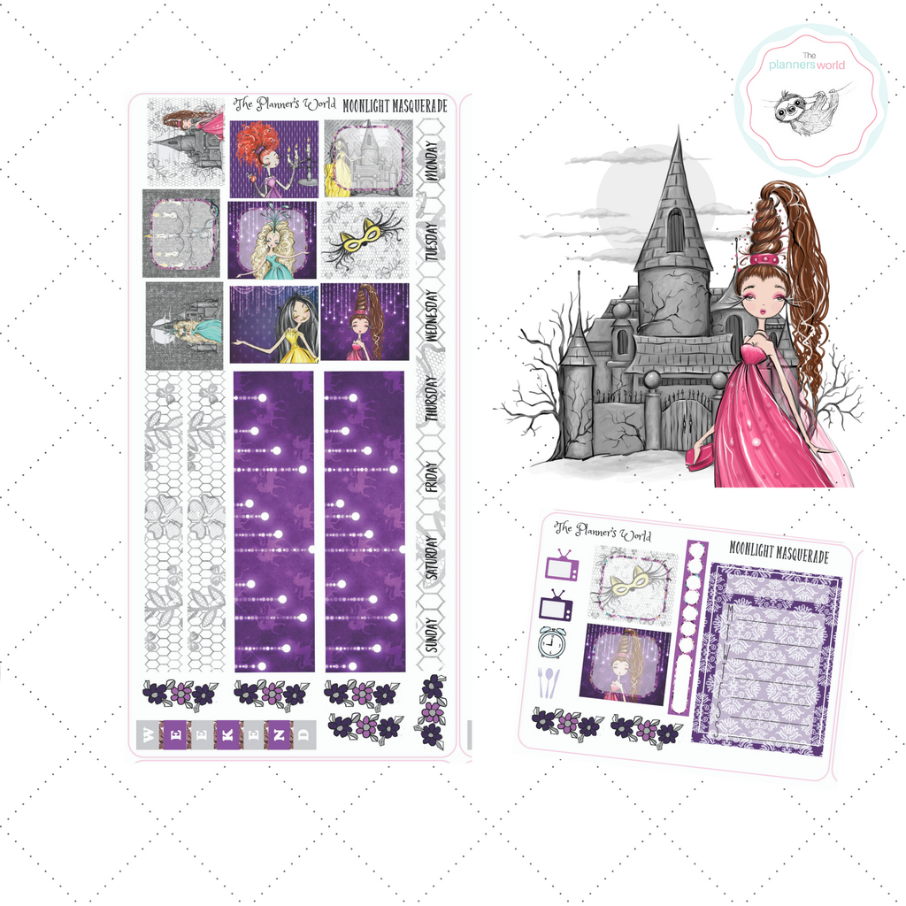 Hobonichi Planner Stickers - Moonlight Masquerade Hobonichi Weekly Sticker kit - hobo weeks - stickers - The Planner's World
