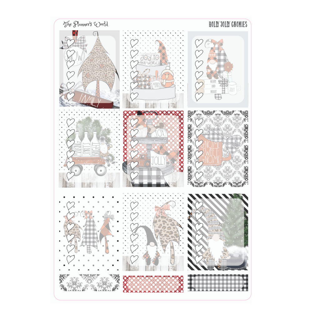 Holly Jolly Gnomes weekly vertical Sticker Kit - christmas - The Planner's World