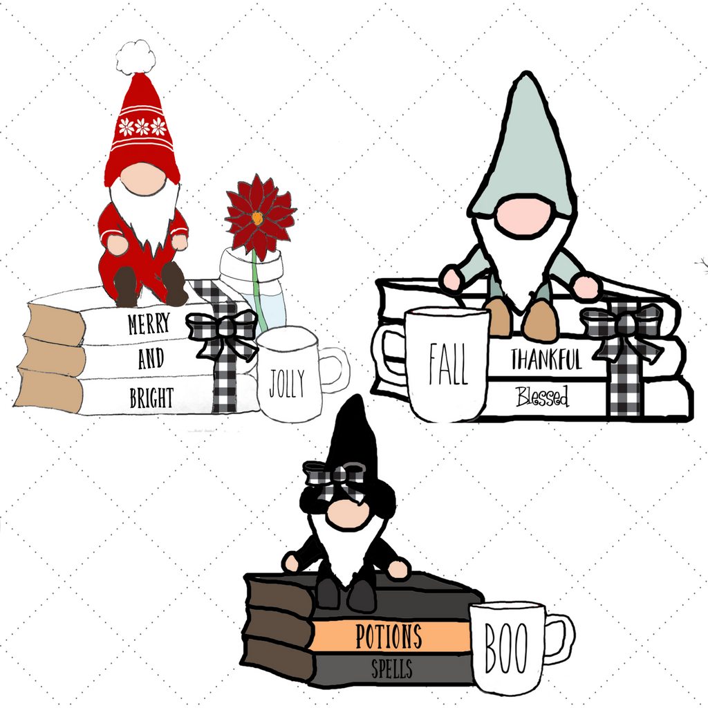 Gnome Book Stack Die Cut - holiday stickers - holiday die cuts - gnome stickers - The Planner's World