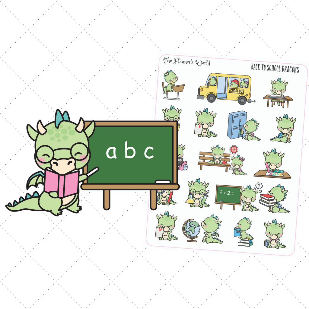 dragon sticker - Back to School Dragon stickers - dragon planner stickers - The Planner's World