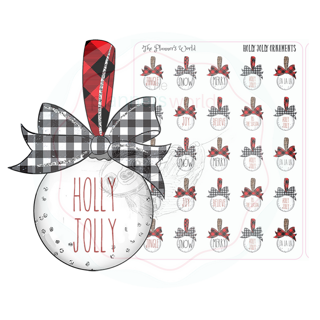 Dunn Inspired Ornaments for the holidays planner stickers - Holly Jolly Ornament stickers - The Planner's World