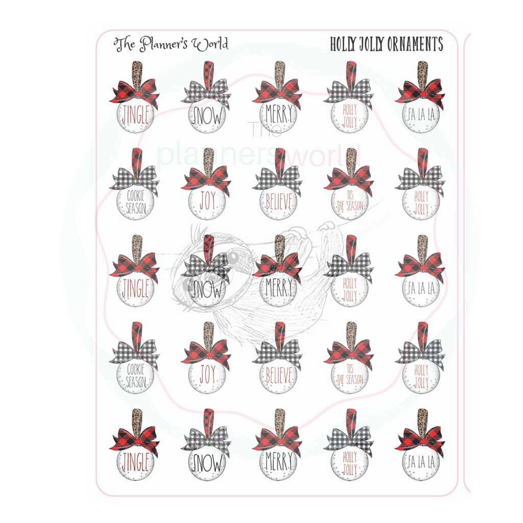 Dunn Inspired Ornaments for the holidays planner stickers - Holly Jolly Ornament stickers - The Planner's World