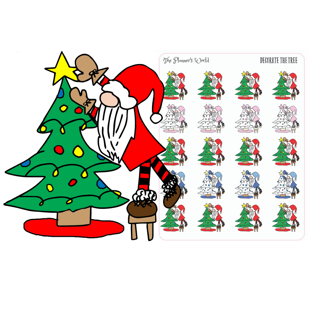 Decorate the Tree Gnome Stickers - Christmas Gnome Planner Stickers - The Planner's World