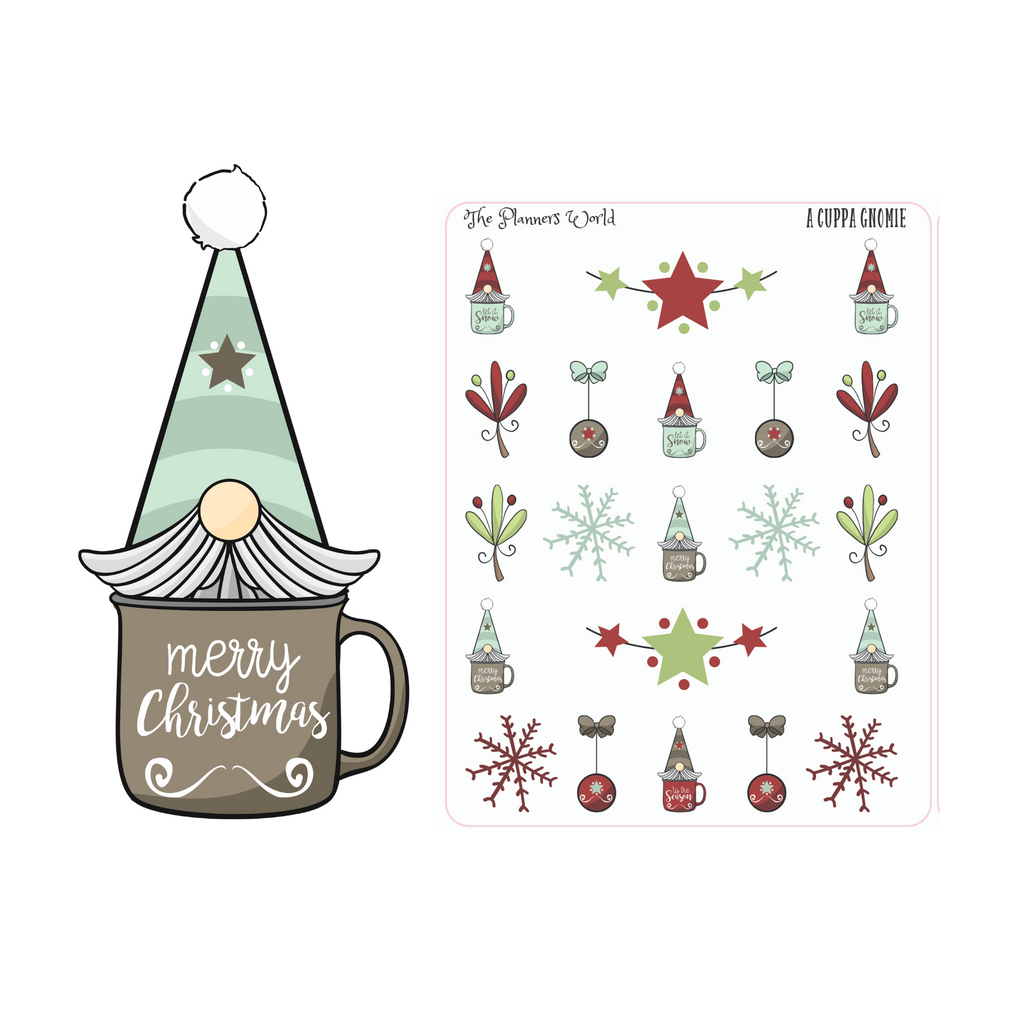 Cup 'a Gnome Stickers  - gnome planner sticker - The Planner's World