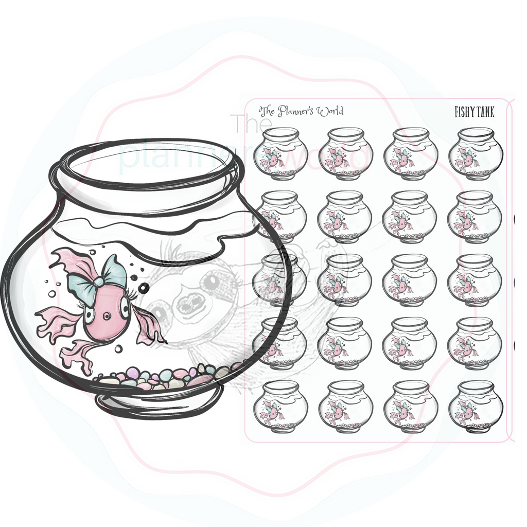 Fish stickers - fish doodle Sticker  - Fish Planner stickers- Goldfish bowl stickers - The Planner's World