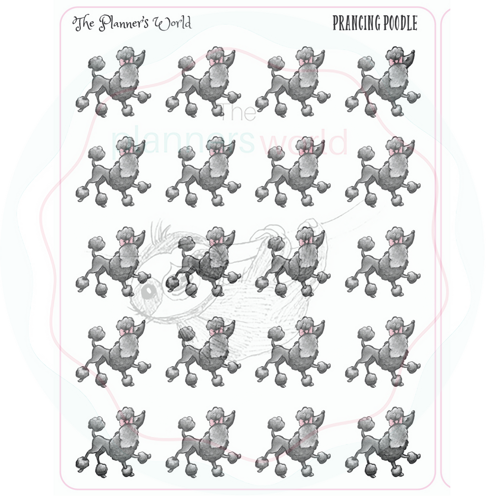 Dog mom planner stickers - dog stickers - Prancing Poodle Stickers - The Planner's World