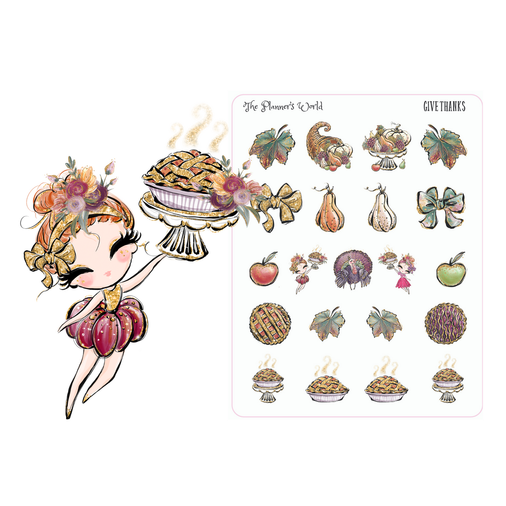 Give Thanks Thanksgiving Planner Stickers - The Planner's World